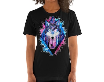 Galaxy Wolf T-Shirt, Unisex Cotton Blend