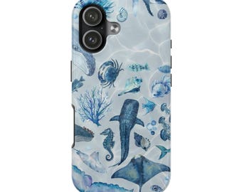 Ocean Creatures Phone Case | Whale Shark, Manta Ray, Seashells