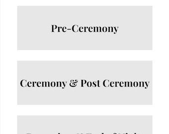 Custom Wedding Schedule