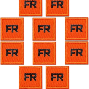 Toppe termoadesive FR per abbigliamento (confezione da 10) - Distintivo di ricambio FR - SPEDIZIONE GRATUITA