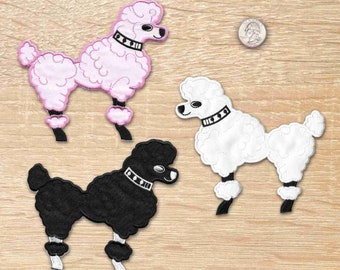 Patchs caniche des années 50 - Animal brodé fer sur appliques patch - livraison gratuite