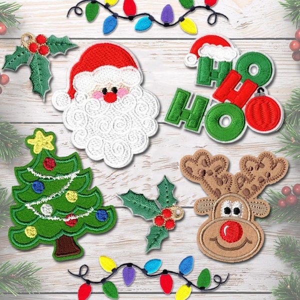 Christmas Patches | Iron On Embroidered Appliques - Embellishments for Clothing, Jackets, Backpacks, and Decorations - FREE SHIPPING