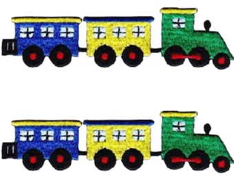 Train Patches (2-Pack) Children's Embroidered Iron On Patch Appliques