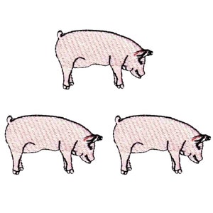 Pig Patches (3-Pack) Farm Animal Embroidered Iron On Patch Appliques - FREE SHIPPING