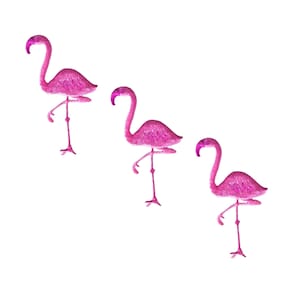Large Flamingo Patches (3-Pack) Bird Embroidered Iron On Patch Appliques - FREE SHIPPING