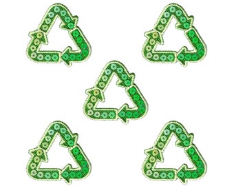 Int’l Recycling Symbol Ecology (5-Pack) Iron On Patch - FREE SHIPPING