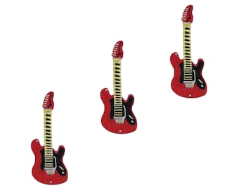 Rode gitaarpatches (3-pack) Muziek geborduurde opstrijkbare patchapplicaties - GRATIS VERZENDING
