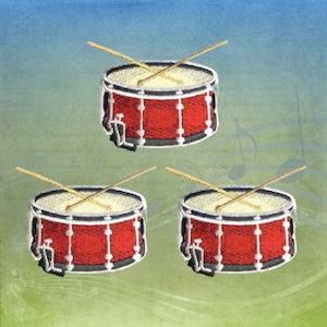 Drum Patches (3-Pack) Music Embroidered Iron On Patch Applique