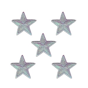 Star Patches (5-Pack) Metallic Star Embroidered Iron On Patch Applique 1.75&quot;
