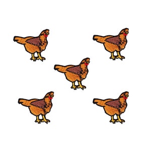 Small Chicken Patches (5 Pack) Farm Animal Embroidered Iron On Patch Appliques - Free Shipping