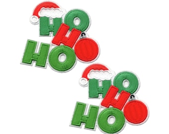 HOHOHO Patches (2-Pack) Christmas Embroidered Iron On Patch Applique