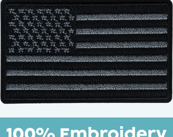 Patch Drapeau Américain Noir Et Gris – Badge Tissu USA Appliqué, Patriotique