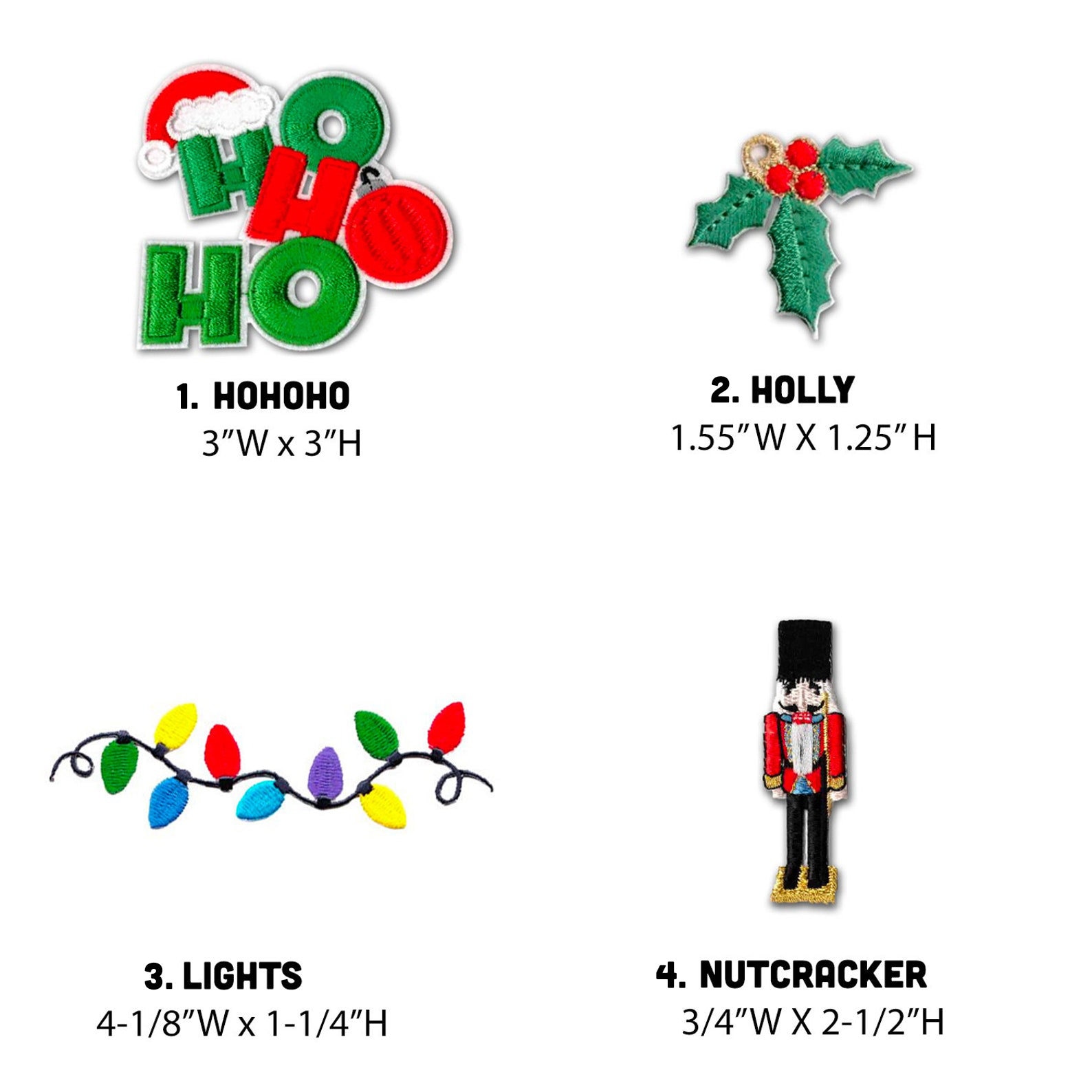 Christmas Patches | Iron On Embroidered Appliques - Embellishments for Clothing, Jackets, Backpacks, and Decorations - FREE SHIPPING
