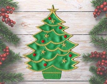 Christmas Tree Iron On Patch - Embroidered Christmas Tree Iron On Patch Applique - FREE SHIPPING