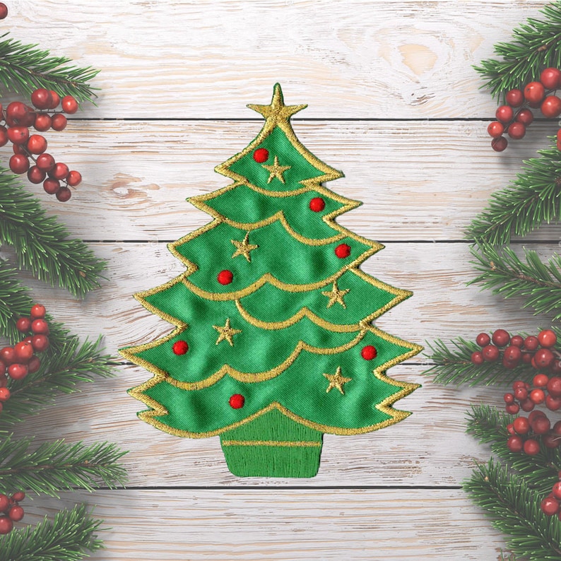 Christmas Tree Iron on Patch Embroidered Christmas Tree Iron Etsy