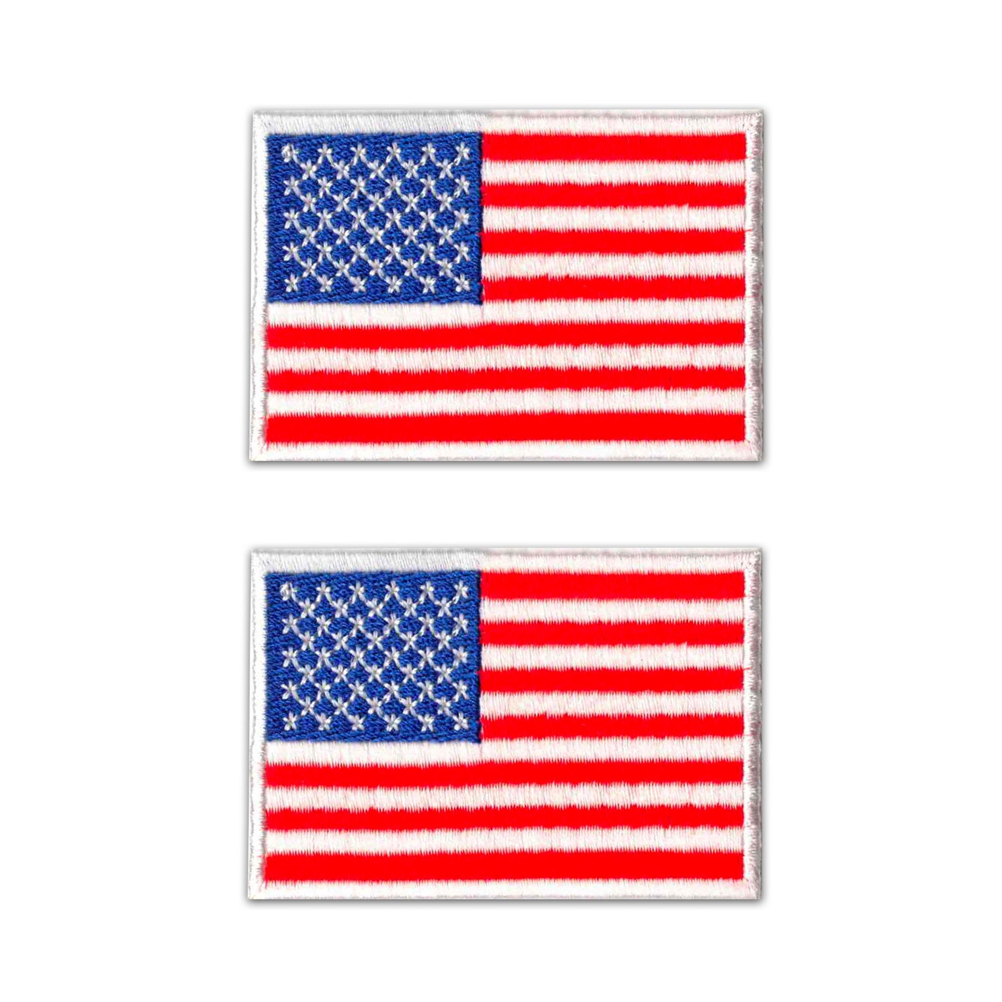 Small American Flag - Gold Border - Iron on Applique/Embroidered Patch 