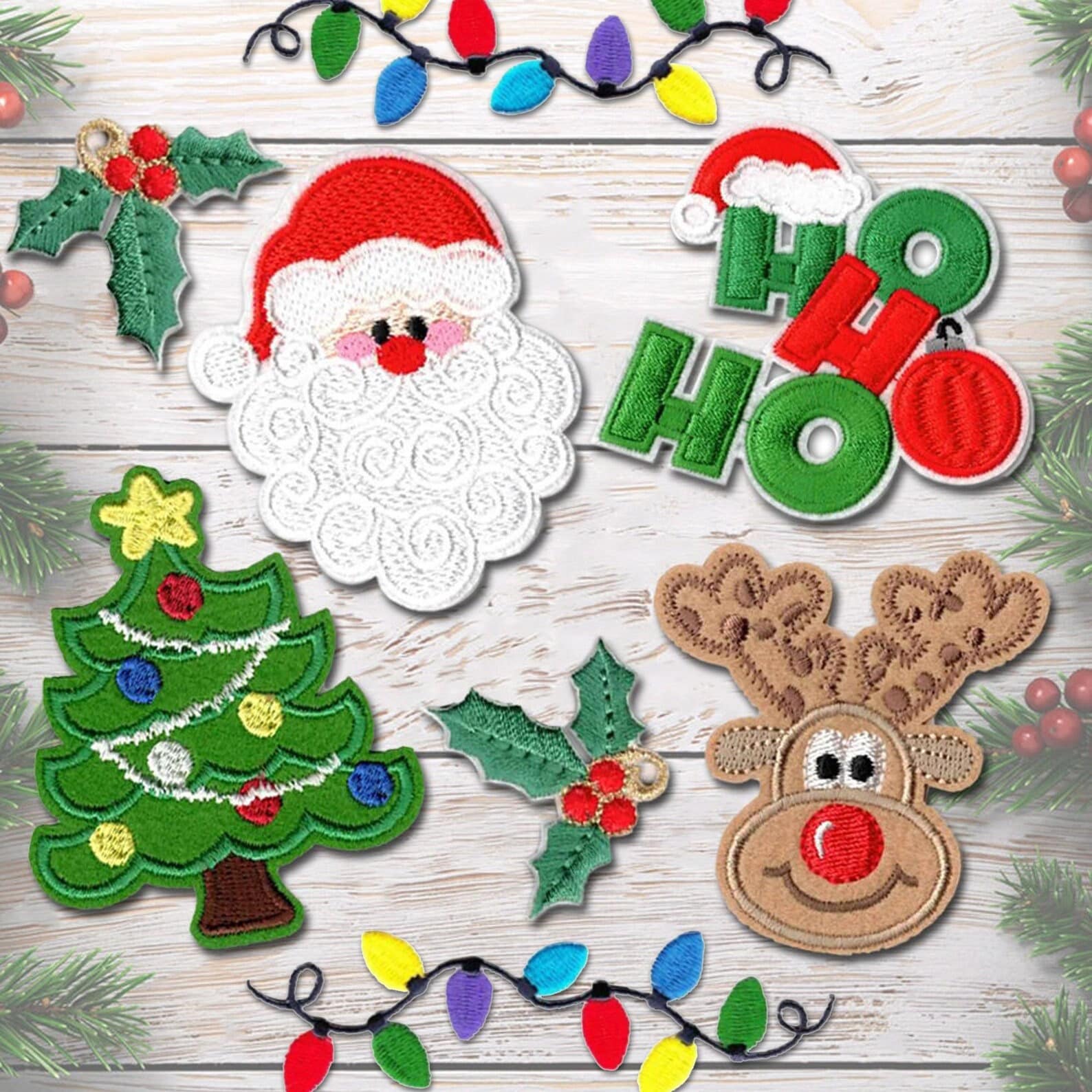 Christmas Patches Sew on Iron on Embroidered 18pcs Xmas Tree Santa Cute Appliques for DIY Crafts Clothes Decorations, Size: Small