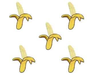 Piccole toppe di frutta a banana (confezione da 5) ricamate con ferro sulle applicazioni di patch - SPEDIZIONE GRATUITA