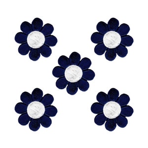 Cute Daisy Flower Floral (5-Pack) Iron On Patch – Navy - FREE SHIPPING