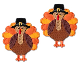 Turkey Fully Embroidered Iron On Applique Patch Thanksgiving 2 3/8" Turkey Fully Embroidered Iron On Applique Patch Thanksgiving 2 3/8"