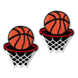 Basketball Hoop (2-Pack) Embroidered Iron on Patch Applique - FREE SHIPPING