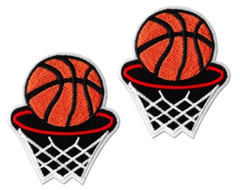 Basketball Hoop (2-Pack) Embroidered Iron on Patch Applique - FREE SHIPPING