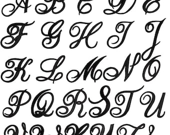 how to write fancy letter Cursive Letter Patches, Letters Embroidered Iron Patch - Black, Red, & White Cursive Initials Letters