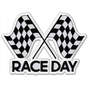 Race Day Checkered Flag Iron on Patch Applique - FREE SHIPPING