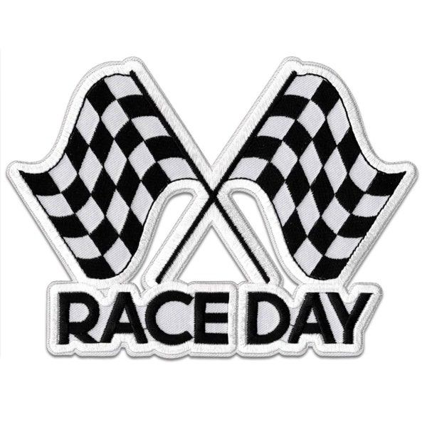 Race Day Checkered Flag Iron on Patch Applique - FREE SHIPPING