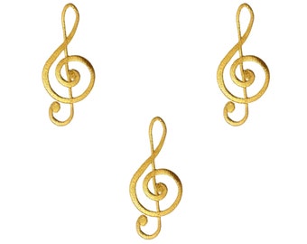 Parche termoadhesivo con clave de sol en dorado metalizado (paquete de 3): grande