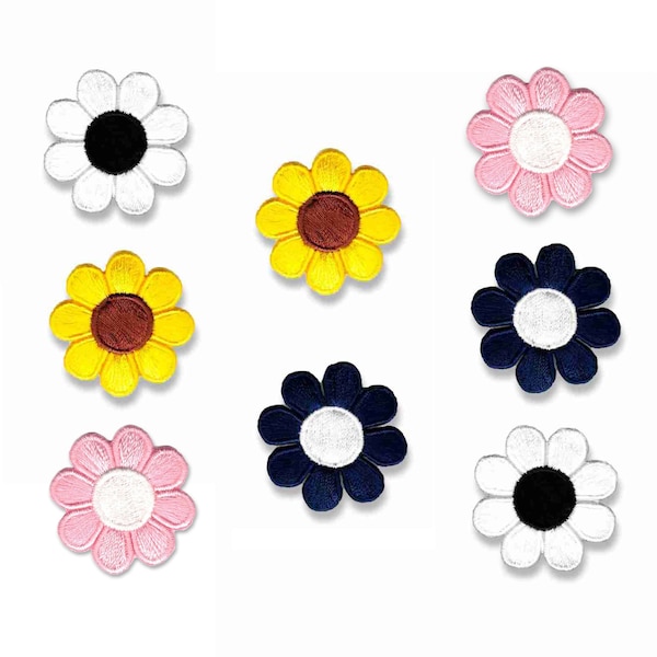 Cute Daisy Flower Iron On Floral Patch (5 Pack) – 3 Color Choices! - Iron On Clothing Patch Applique, Iron, Sew, or Glue On