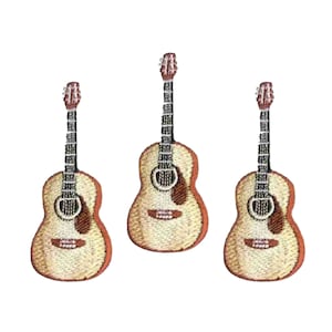 Guitar Patches (3-Pack) Musical Embroidered Iron On Patch Applique