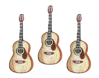 Guitar Patches (3-Pack) Musical Embroidered Iron On Patch Applique