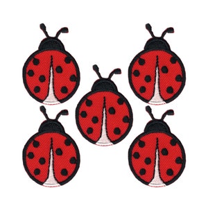 Small Ladybug Patches (5-Pack) Insect Embroidered Iron on Patch Appliques - FREE SHIPPING