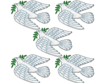 Dove of Peace Iron On Religious Patch Applique (5-Pack) - FREE SHIPPING