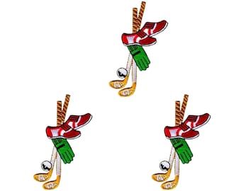 Patches para tacos de golfe (pacote com 3) apliques esportivos bordados em ferro