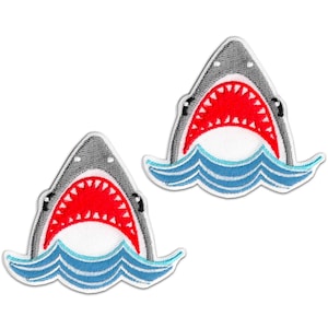 Shark Attack Patch (2-Pack) Iron on Patch Applique - FREE SHIPPING