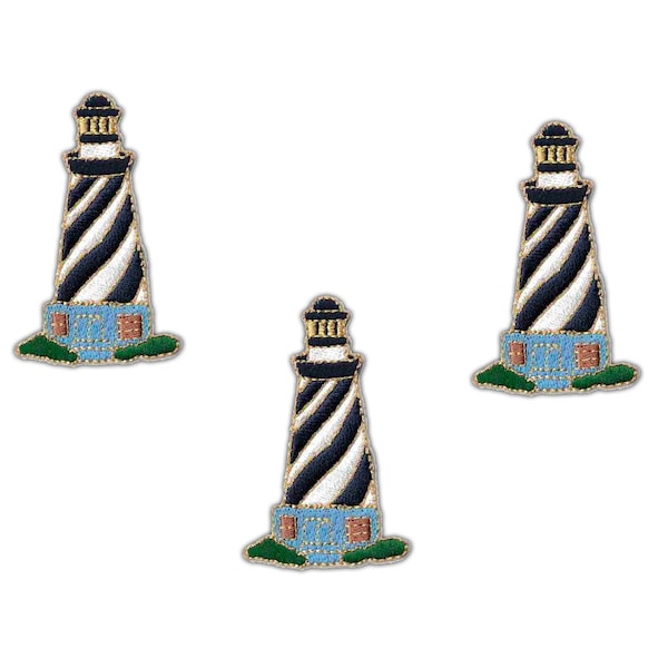 Lighthouse Patches (3-Pack) Lighthouse Embroidered Iron on Patch Appliques - FREE SHIPPING