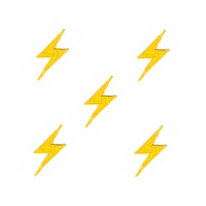Yellow Lightning Bolt Patches (5 Pack) Lighting Embroidered Iron on Patch Appliques