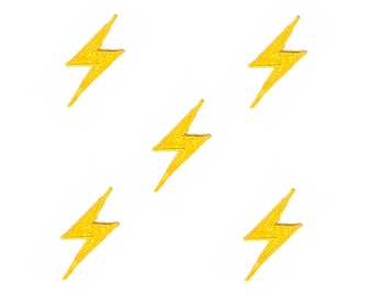 Yellow Lightning Bolt Patches (5 Pack) Lighting Embroidered Iron on Patch Appliques