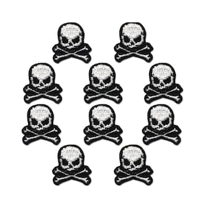 Extra Small Skull (10 Pack) Halloween Embroidered Iron On Patch - FREE SHIPPING