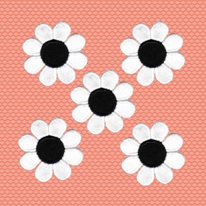 Cute Daisy Flower Floral (5-Pack) Iron On Patch – White - FREE SHIPPING