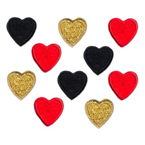 Tiny Heart Patches (10-Pack) Heart Embroidered Iron On Patch Appliques: Multiple Colors