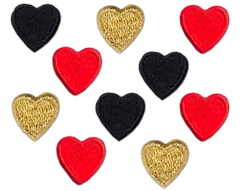 Tiny Heart Patches (10-Pack) Heart Embroidered Iron On Patch Appliques: Multiple Colors