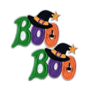 Halloween BOO Patches (2-Pack) Halloween Embroidered Iron On Patch