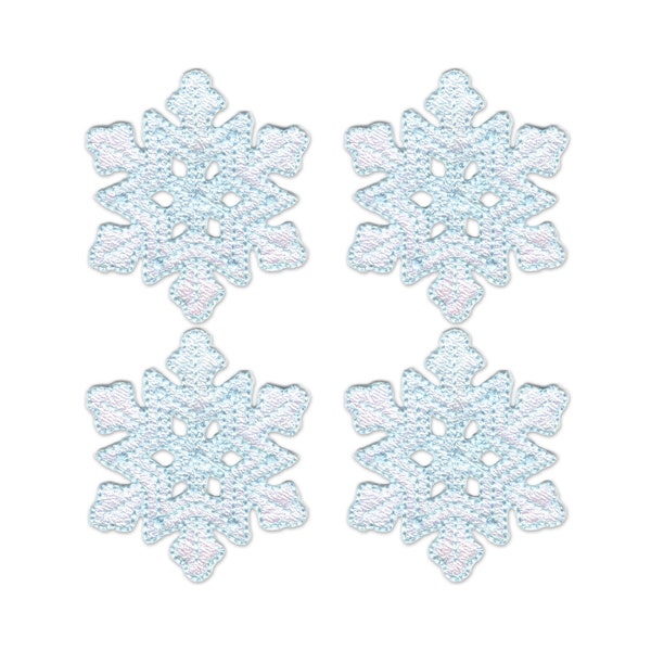 Patchs de flocon de neige bleu (paquet de 4) fer brodé de Noël sur l'applique de patch