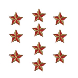 Star Patches (10 Pack) 1.25″ Red Nautical Star Embroidered Iron on Patch Appliques - FREE SHIPPING