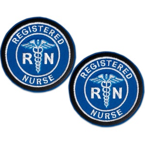 RN Patch (2-Pack) Registered Nurse Medical Symbol Blue Patch For Scrubs - Can Be Ironed On, Glued On, Or Sewn On - FREE SHIPPING
