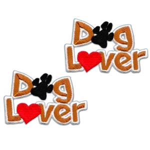 Dog Lover Patches (2-Pack) Animal Embroidered Iron on Patch Appliques
