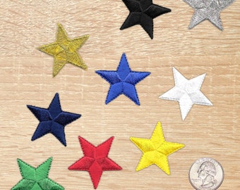 Parches de estrellas bordados (paquete de 10) Apliques de parche termoadhesivos con estrellas bordadas - 1,5 pulgadas